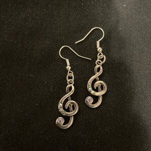 Silver Treble Clef Earrings